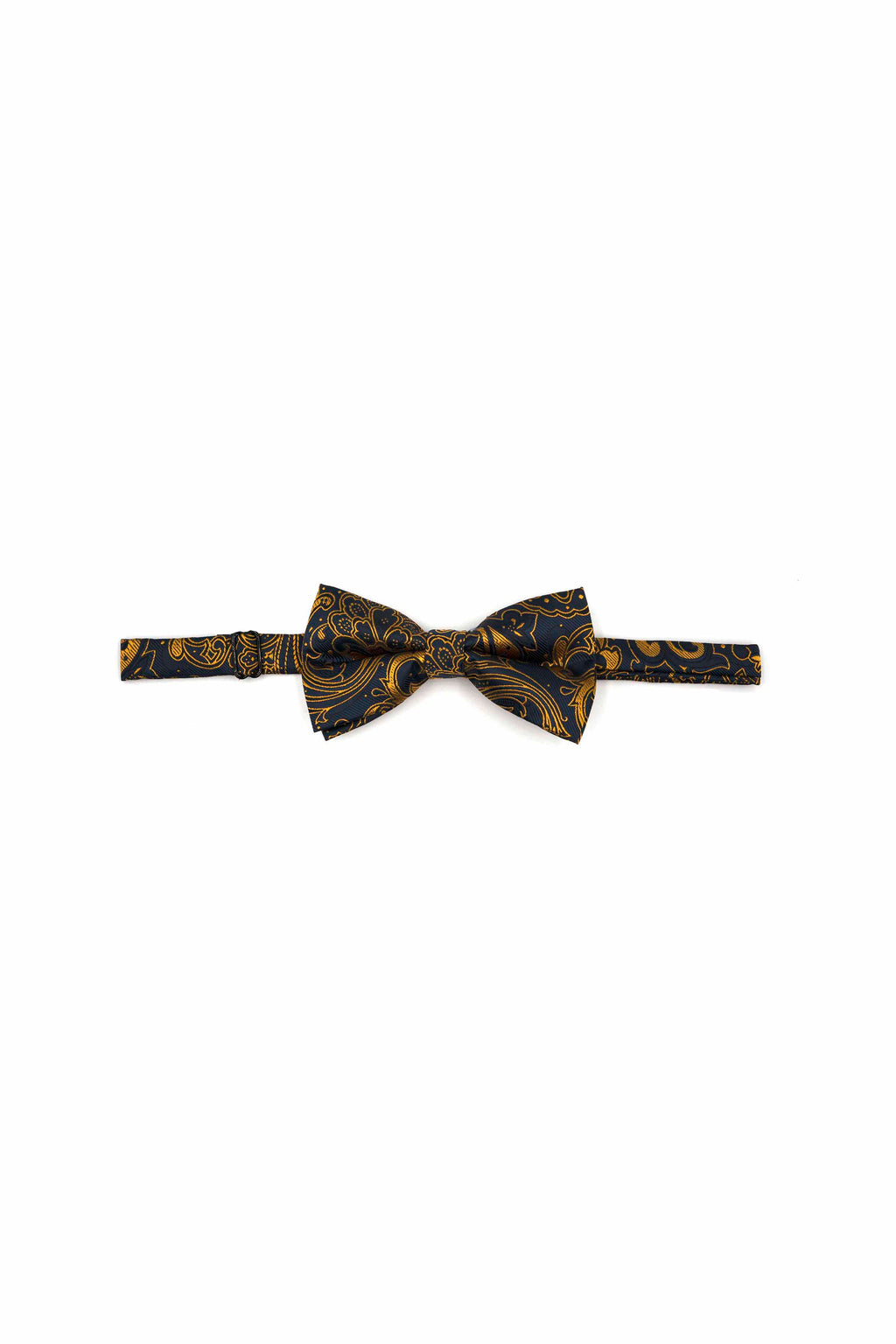 Dark Navy Bow Tie with Golden Motifs