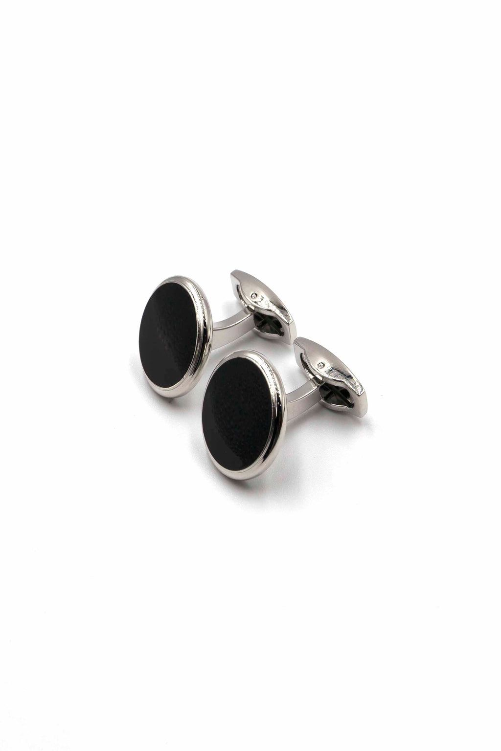 Classic Round Silver Cufflinks with Black Onyx