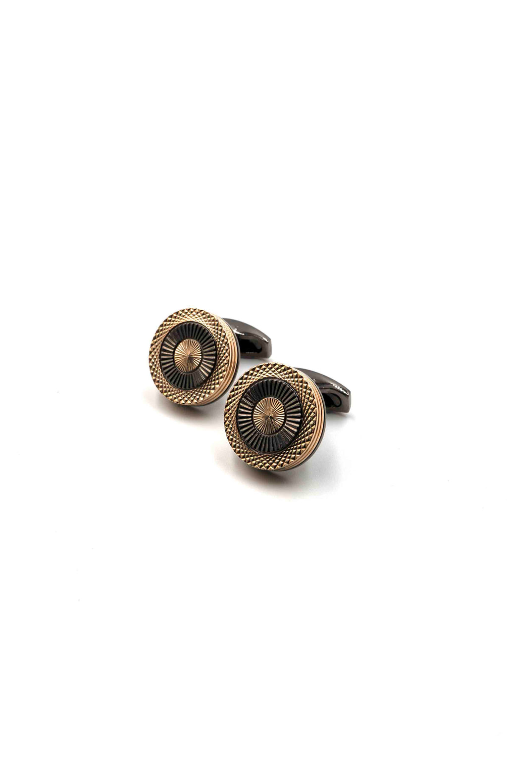 Round Gunmetal Cufflinks with Rose Gold Rims
