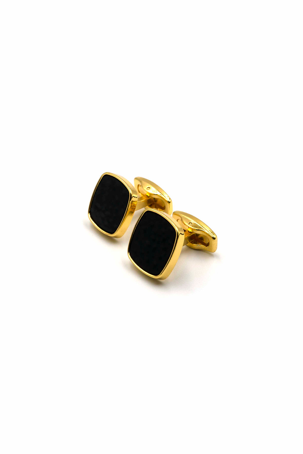 Gold Square Cufflinks with Black Onyx