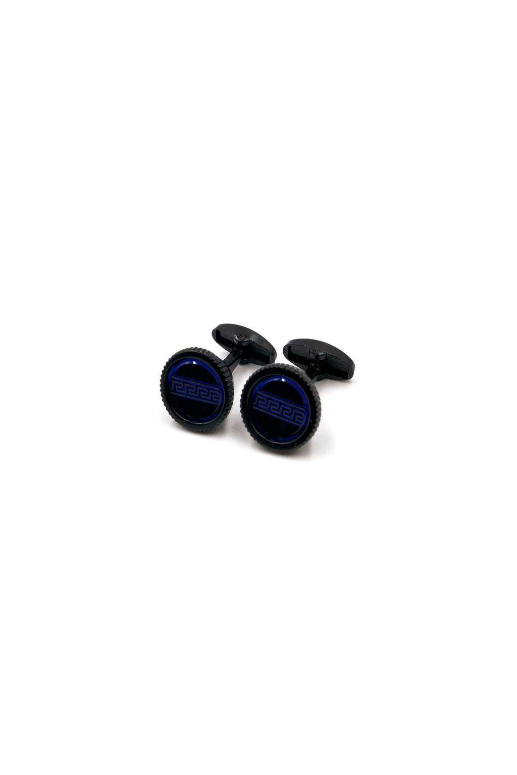 Round Ridged Black Cufflinks