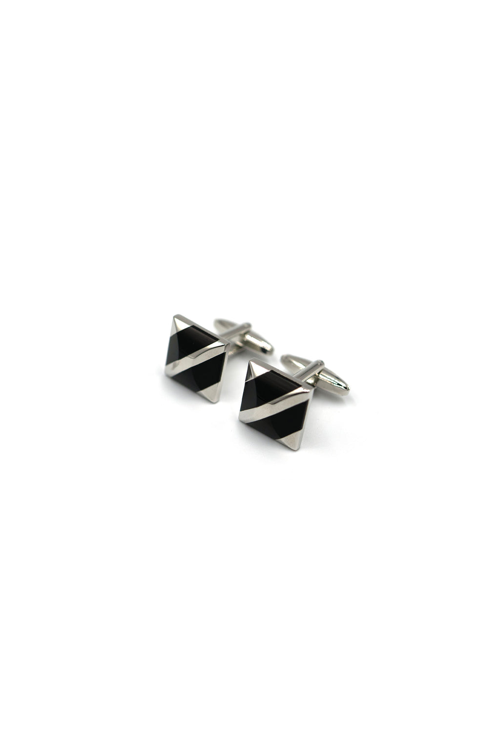Classic Square Silver Black Striped Cufflinks