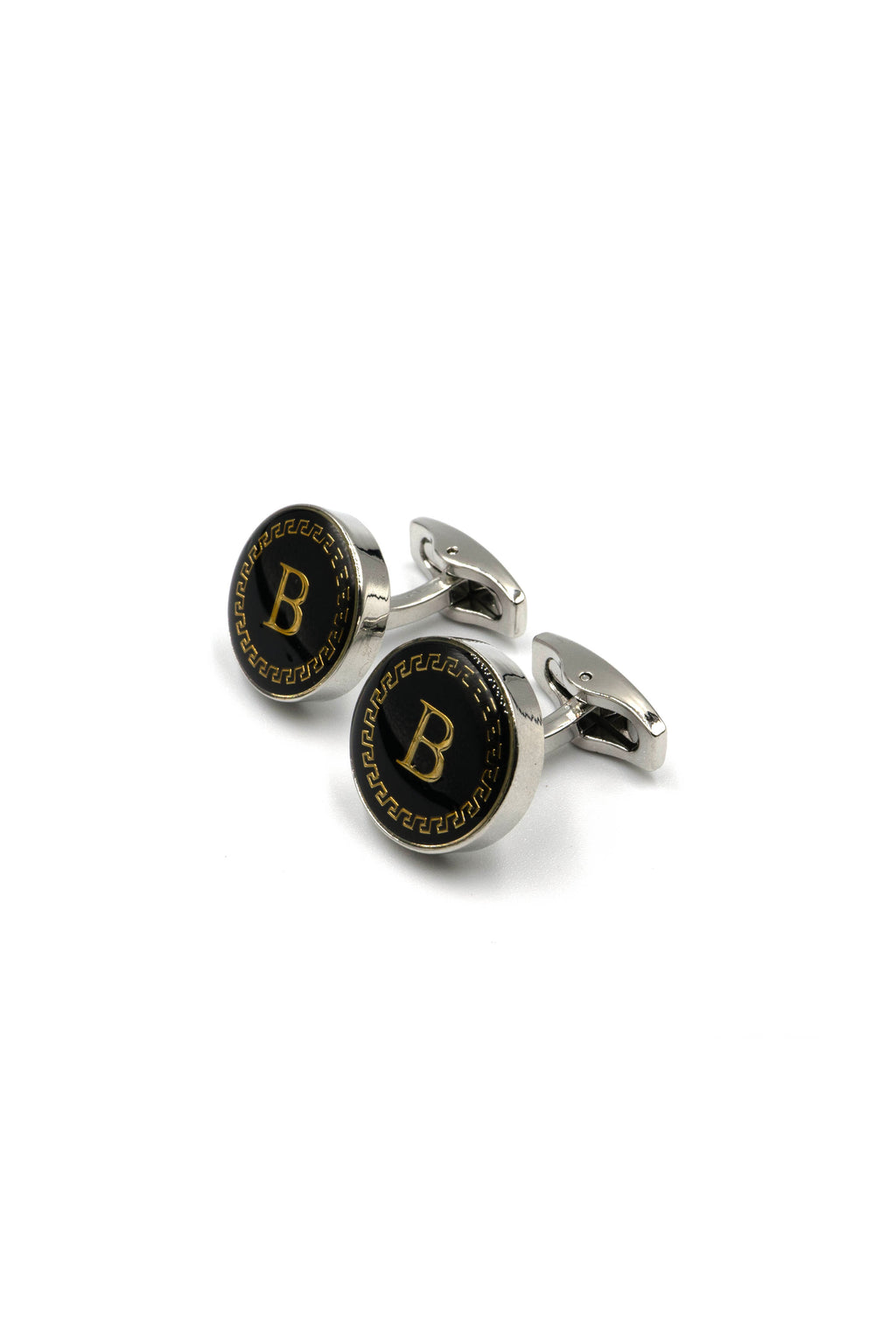 Black Onyx Alphabet Cufflinks : Letter B