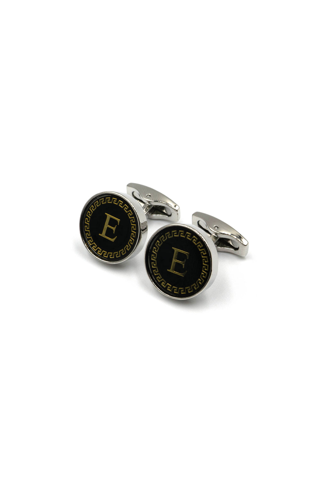 Black Onyx Alphabet Cufflinks : Letter E