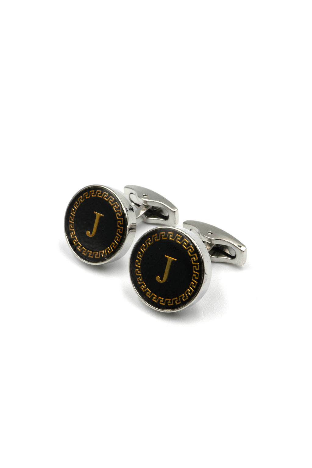 Black Onyx Alphabet Cufflinks : Letter J