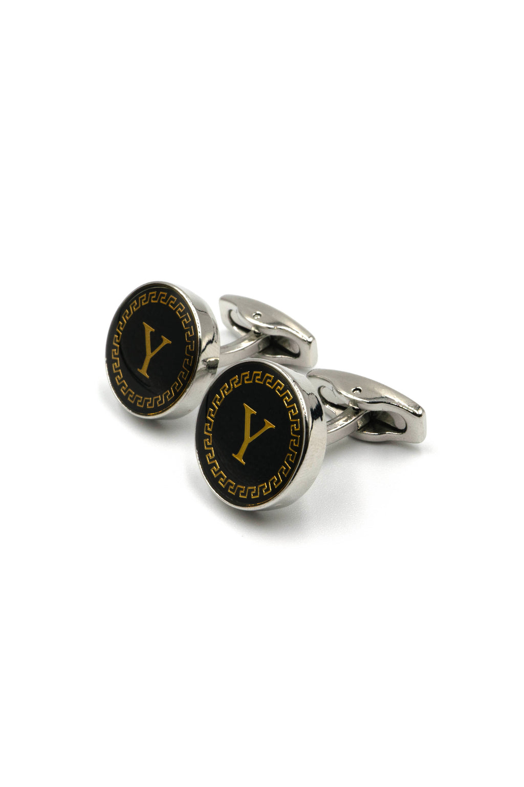 Black Onyx Alphabet Cufflinks : Letter Y