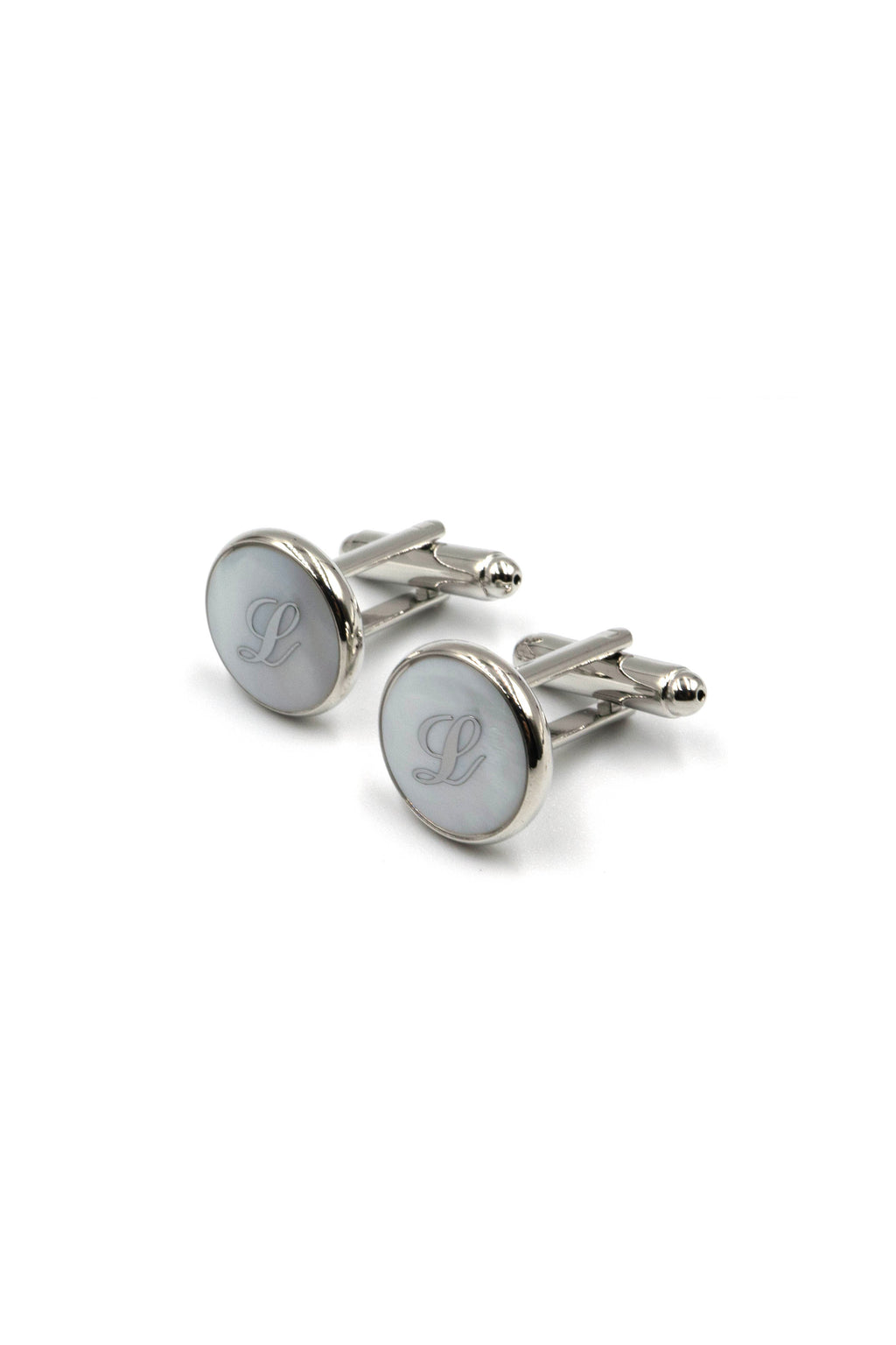 Mother of Pearl Alphabet Cufflinks : Letter L