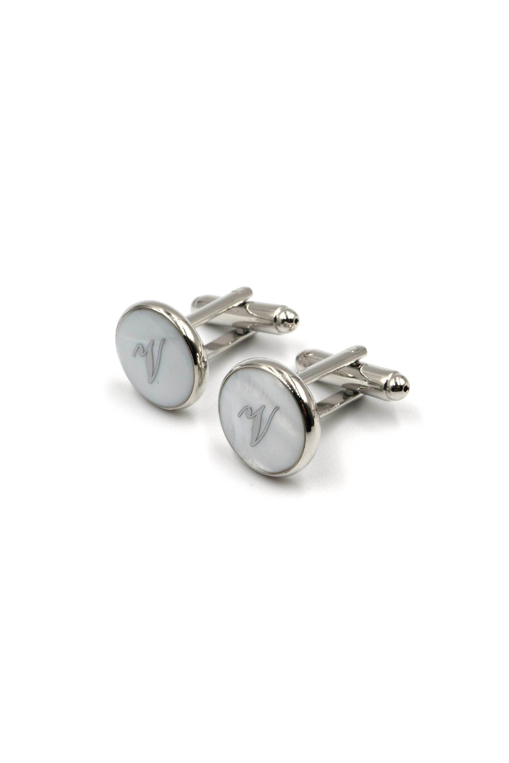 Mother of Pearl Alphabet Cufflinks : Letter V