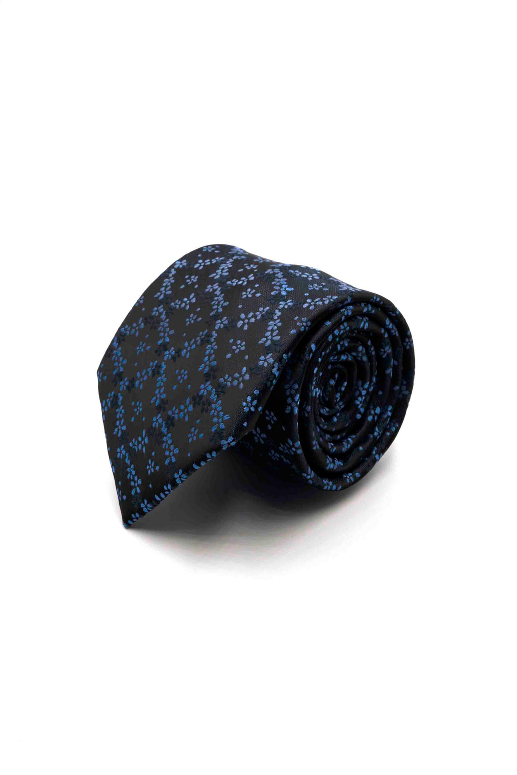 Black and Navy Floral Necktie