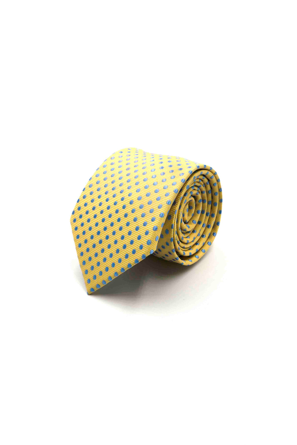 Yellow Neck Tie with Light Blue Polka Dots