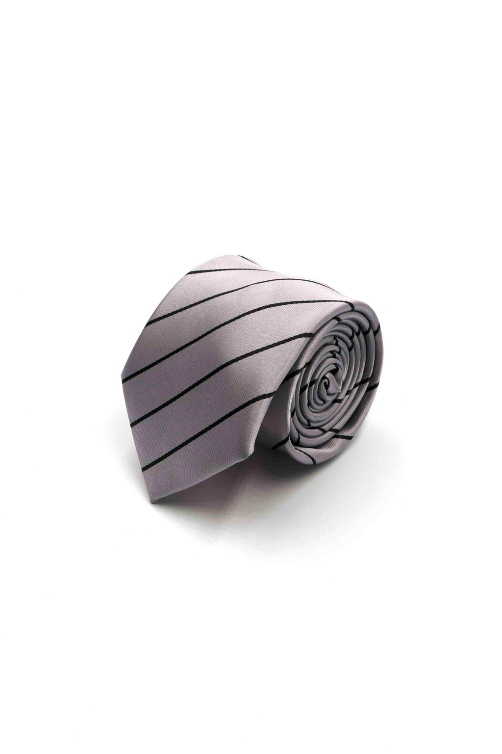 Silver Necktie with Black Stripes