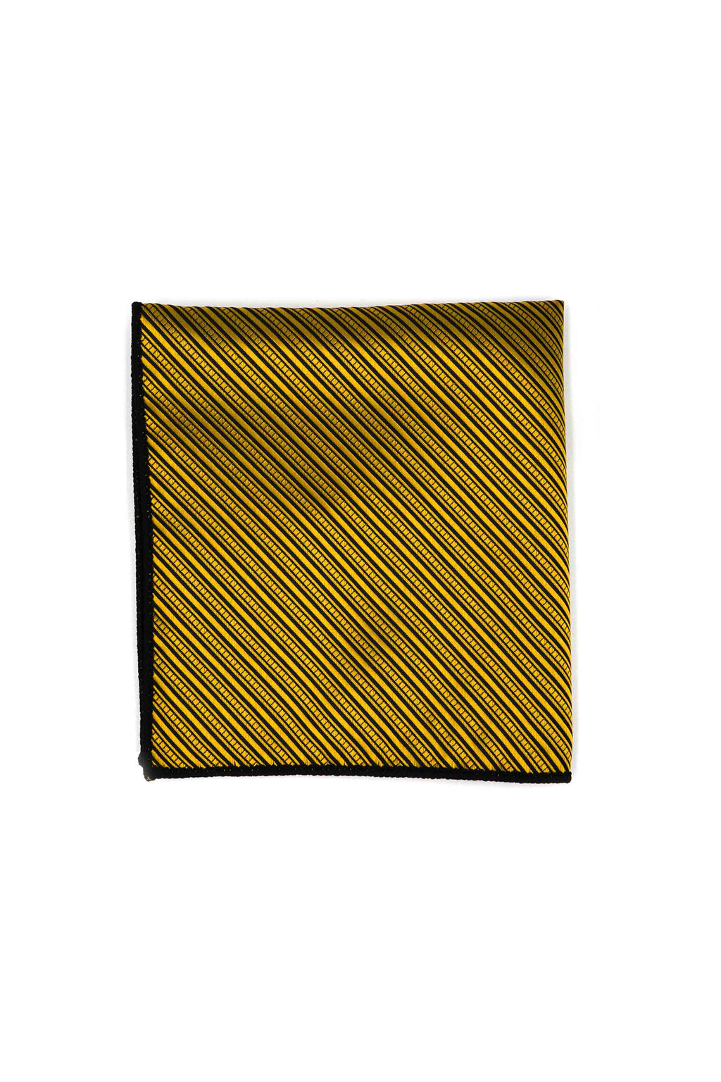 Gold Yellow with Navy Stripes Pocket Square