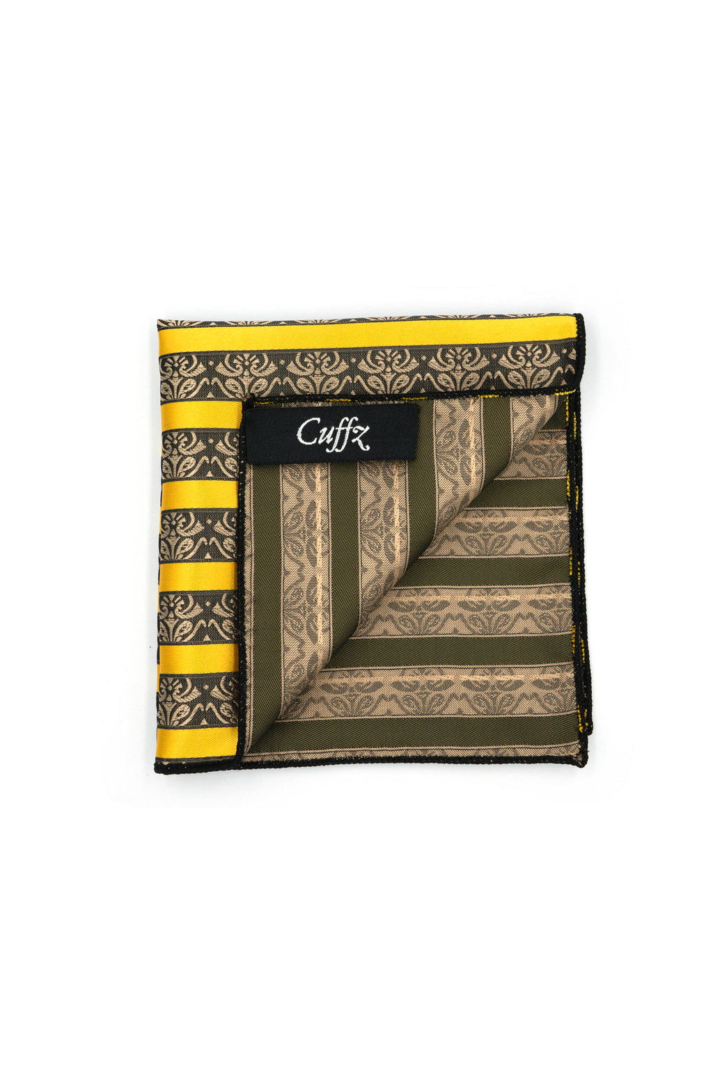 Brown Jacquard with Yellow Accent Pocket Square