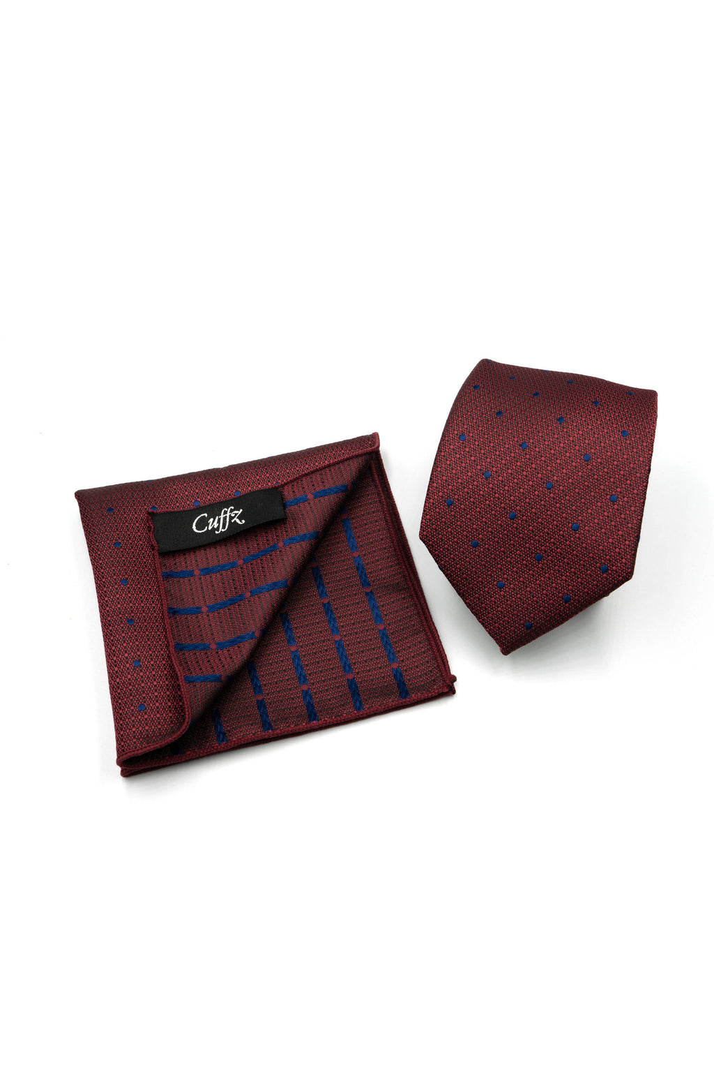 Maroon with Blue Micro Dotted Necktie and Pocket Square set