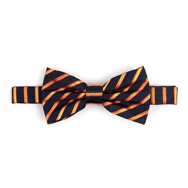 Classic Bow Tie: Navy with Orange Stripes - Cuffz