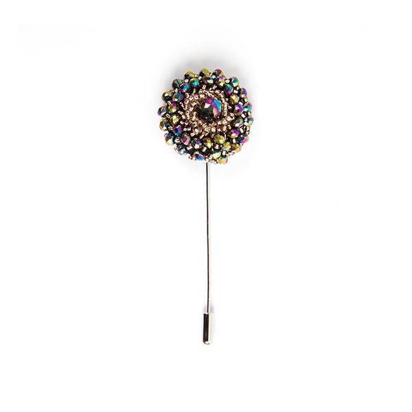 Multi colored diamanté lapel pin - Cuffz