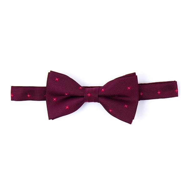 Camelot red Bow Tie with floral and micro motif - Cuffz