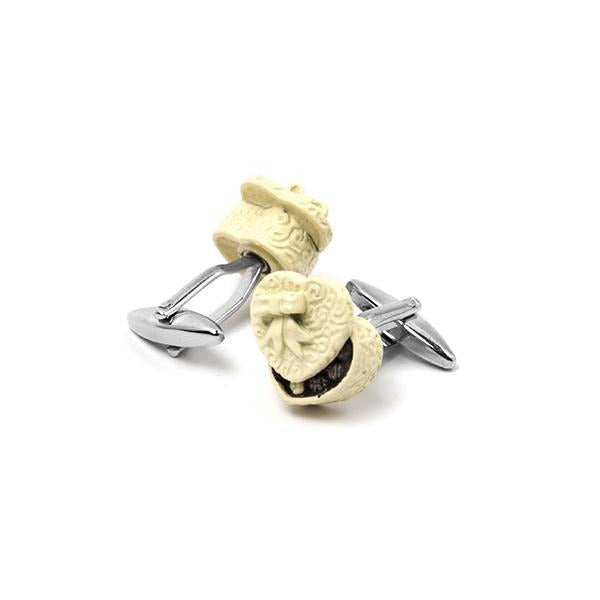 Novelty Cufflinks - White Heart Shaped Box Of Chocolate - Cuffz