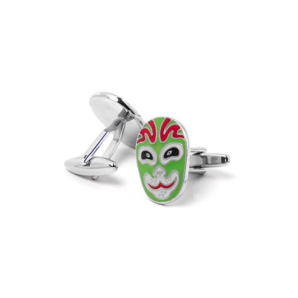 Novelty Cufflinks - Green luchador mask 0002 - Cuffz