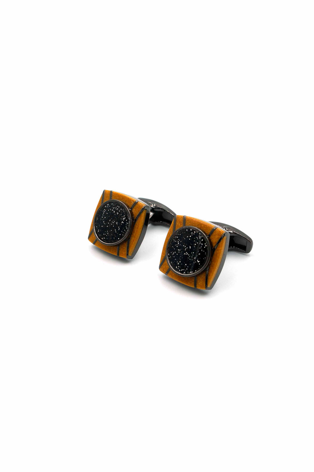 Square Orange and Black Cufflinks