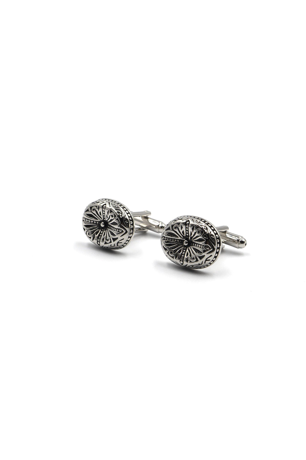 Classic Silver Oval Filigree Cufflinks - Cuffz