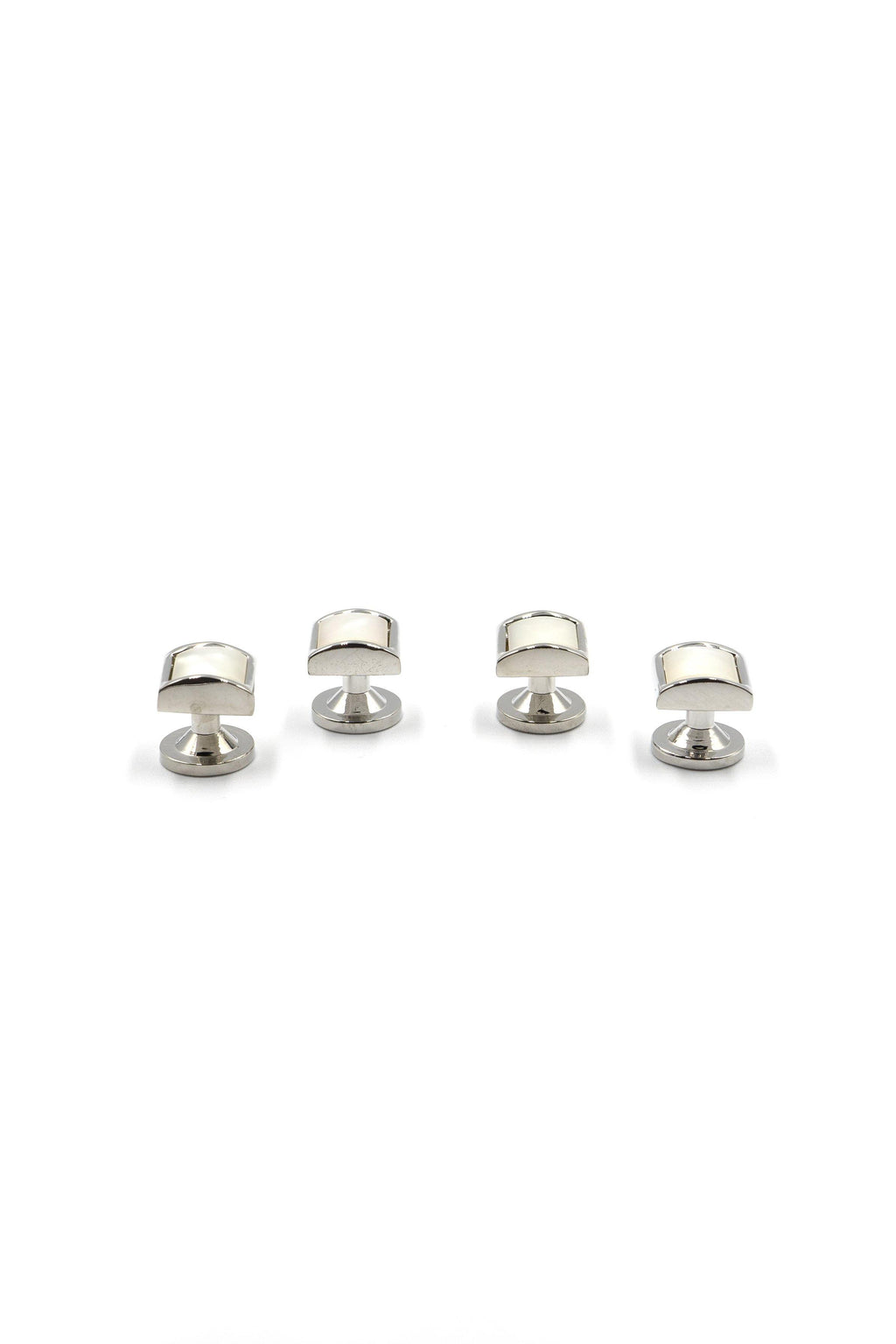 Silver Mother of Pearl Beveled Tuxedo Studs - Cuffz
