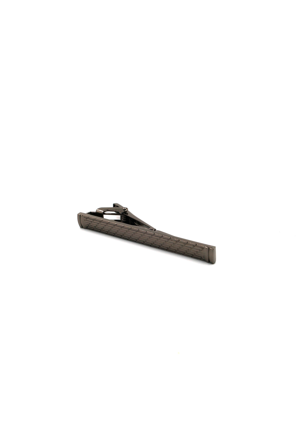 Gunmetal Hinged Tie Clip with Etched Patterns