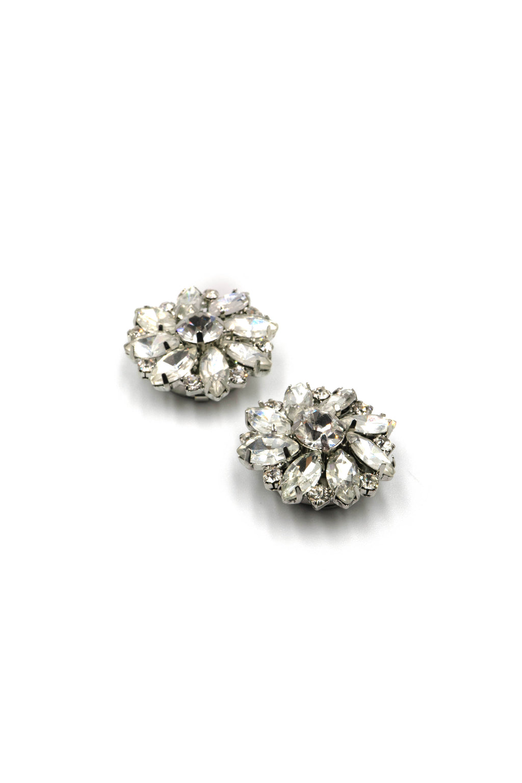 Silver Flower Button Cover with Diamantes