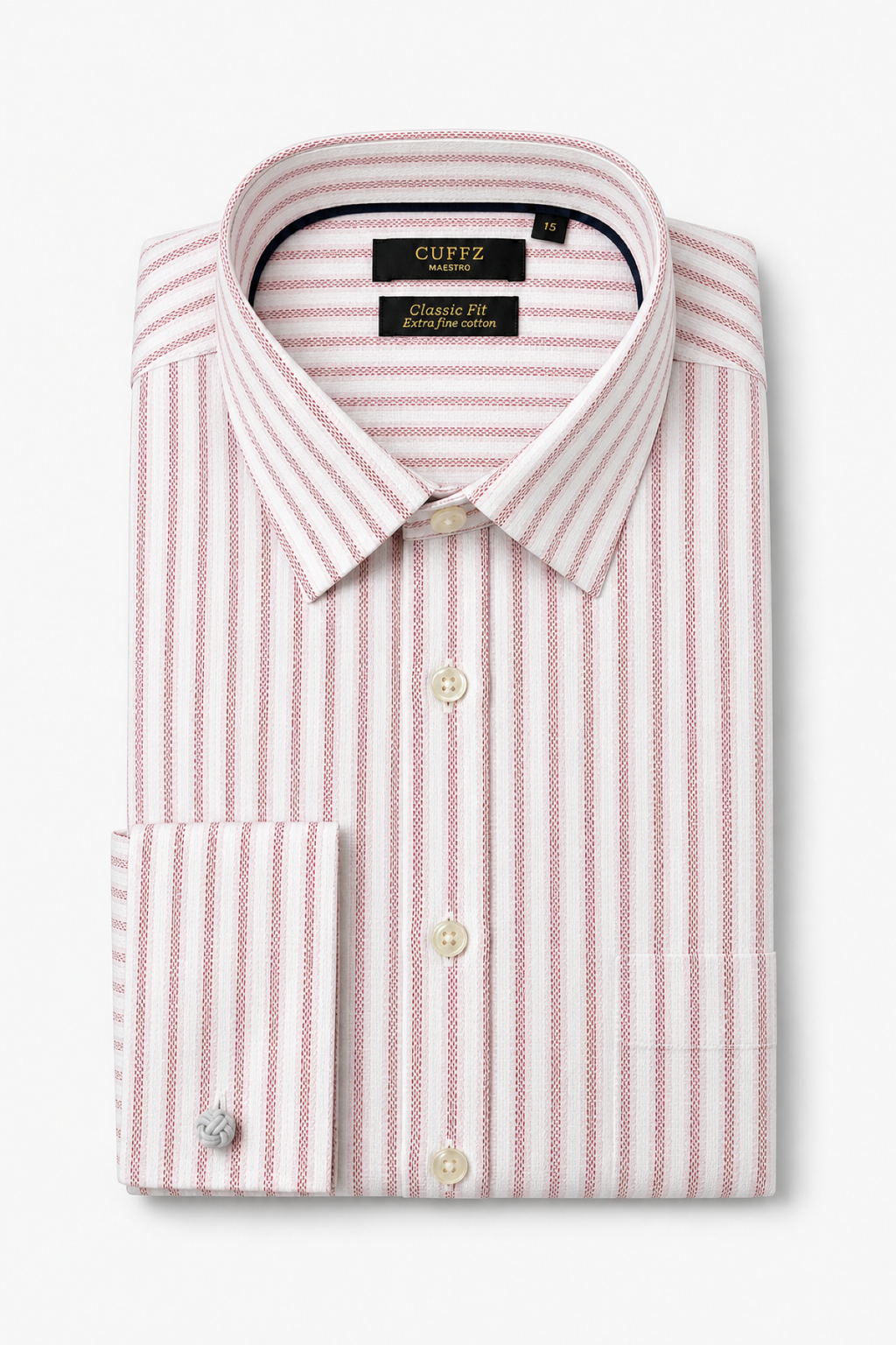 Red Stripe French Cuffs Dress Shirt in Egyptian Giza Cotton