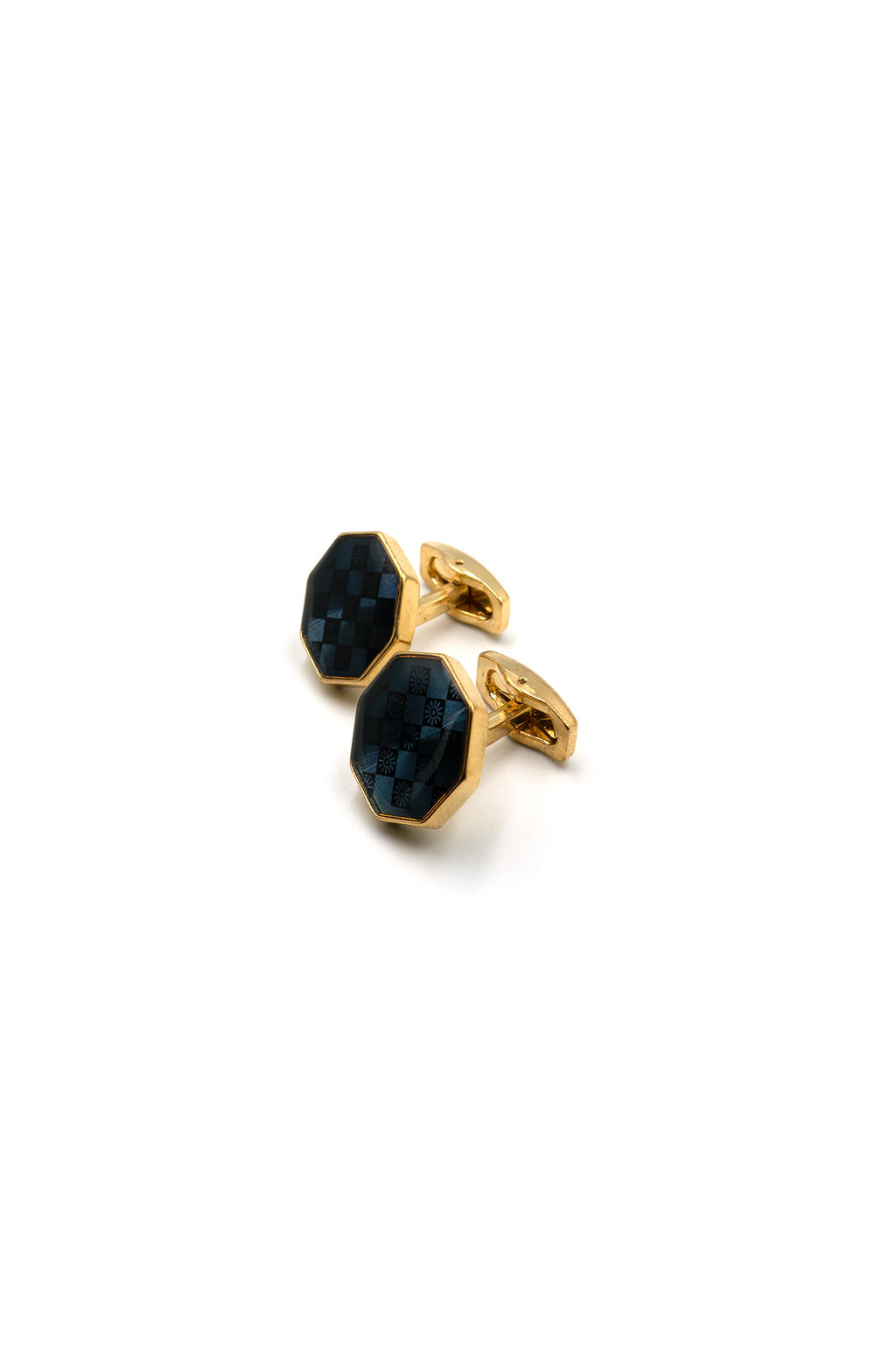 Gold Octagonal Cufflinks with Square Tessellations