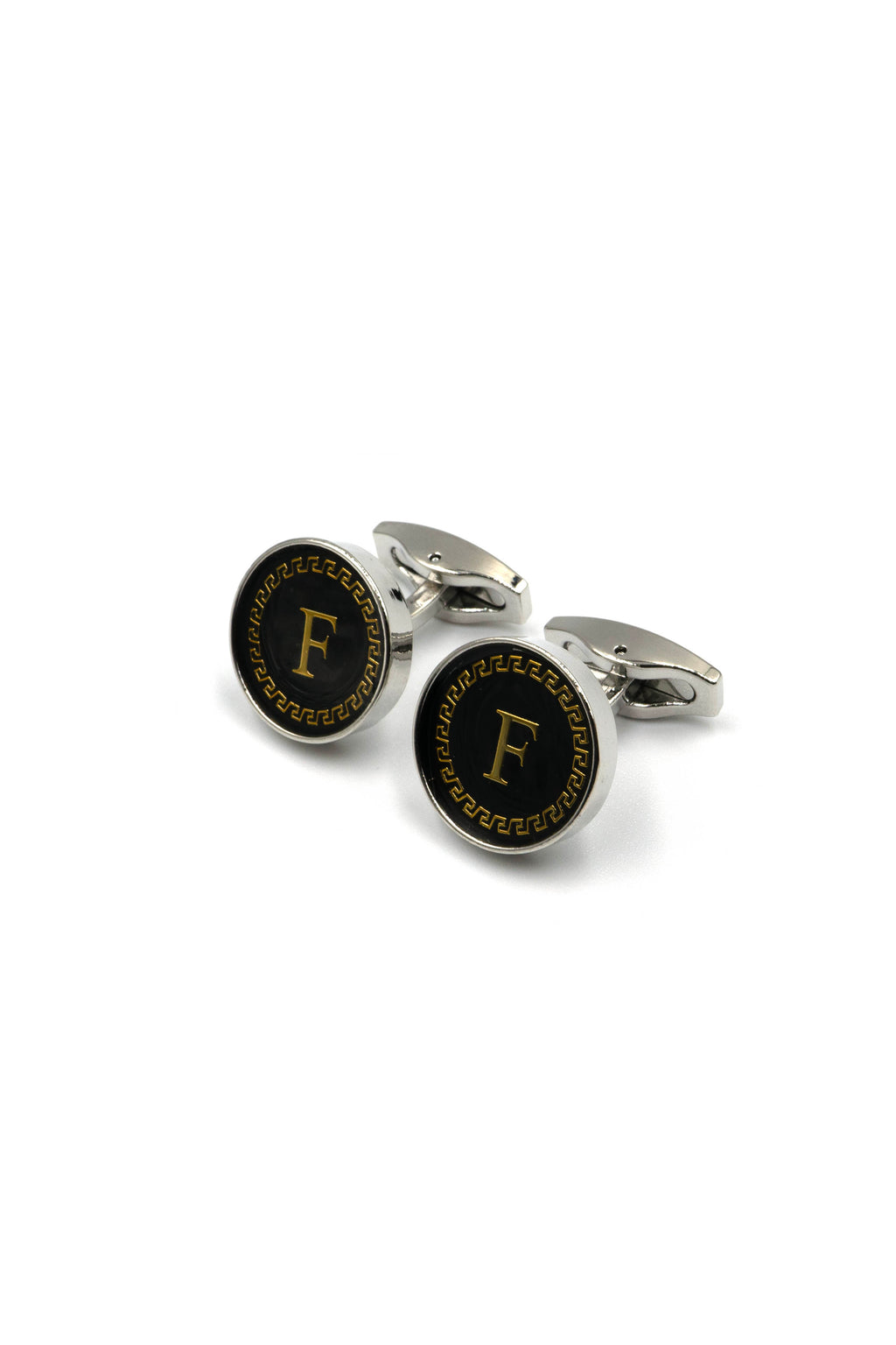 Black Onyx Alphabet Cufflinks : Letter F