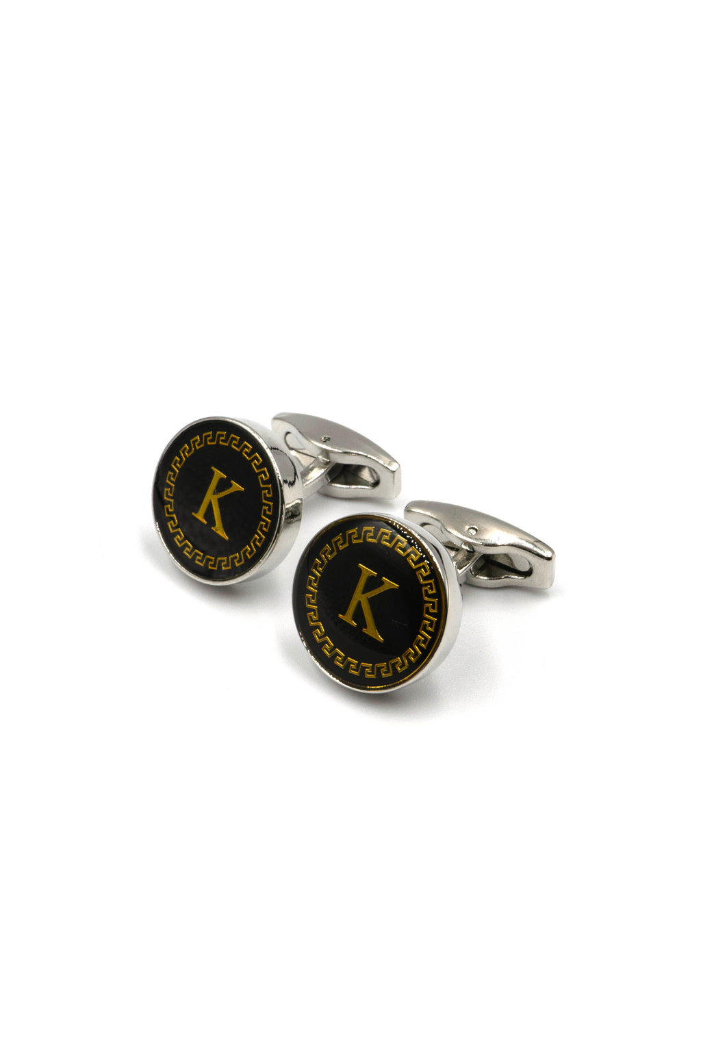 Black Onyx Alphabet Cufflinks : Letter K