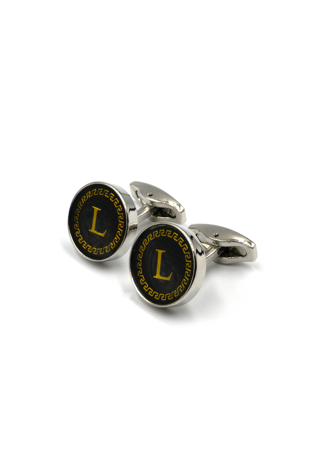 Black Onyx Alphabet Cufflinks : Letter L