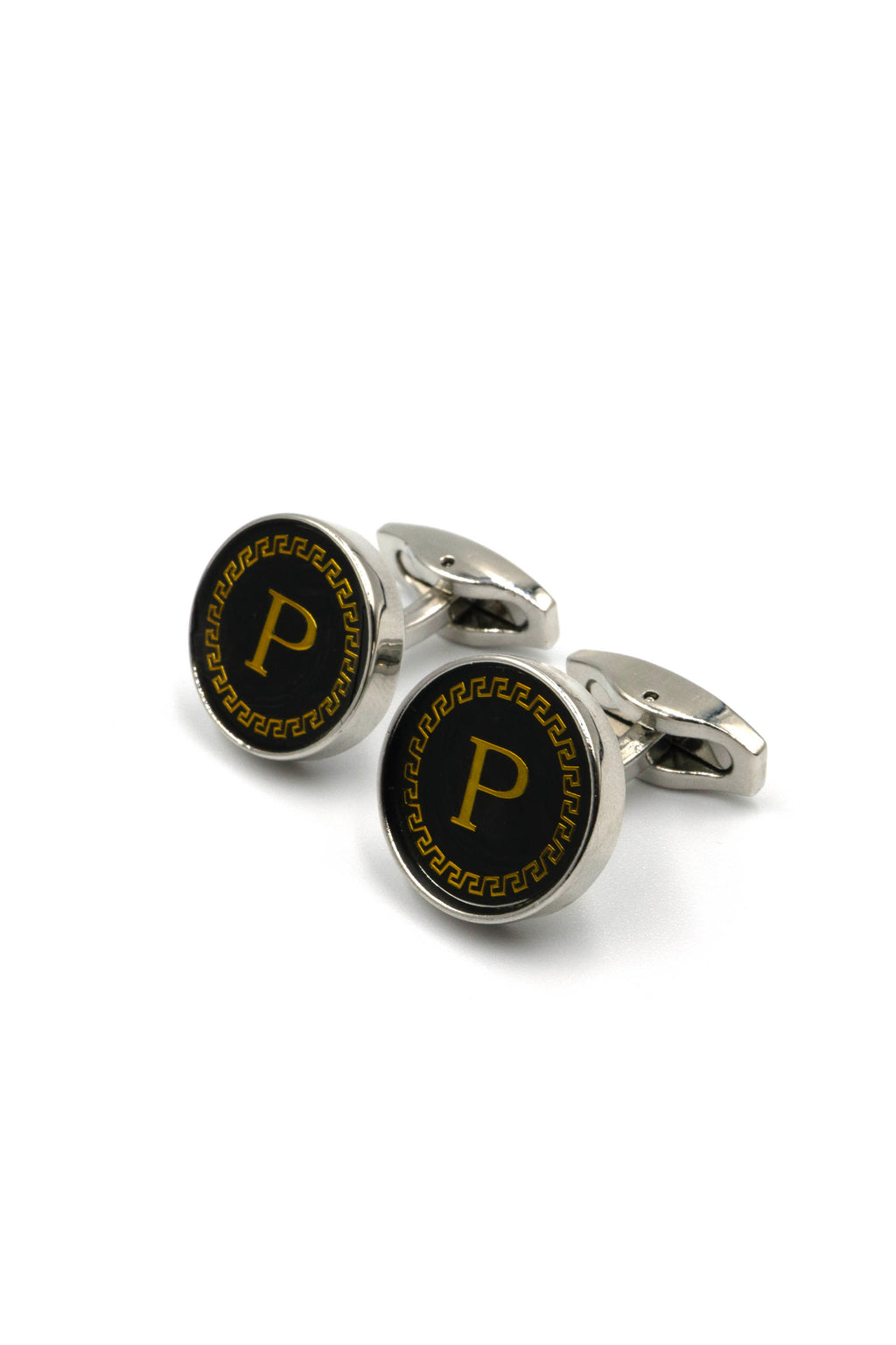 Black Onyx Alphabet Cufflinks : Letter P