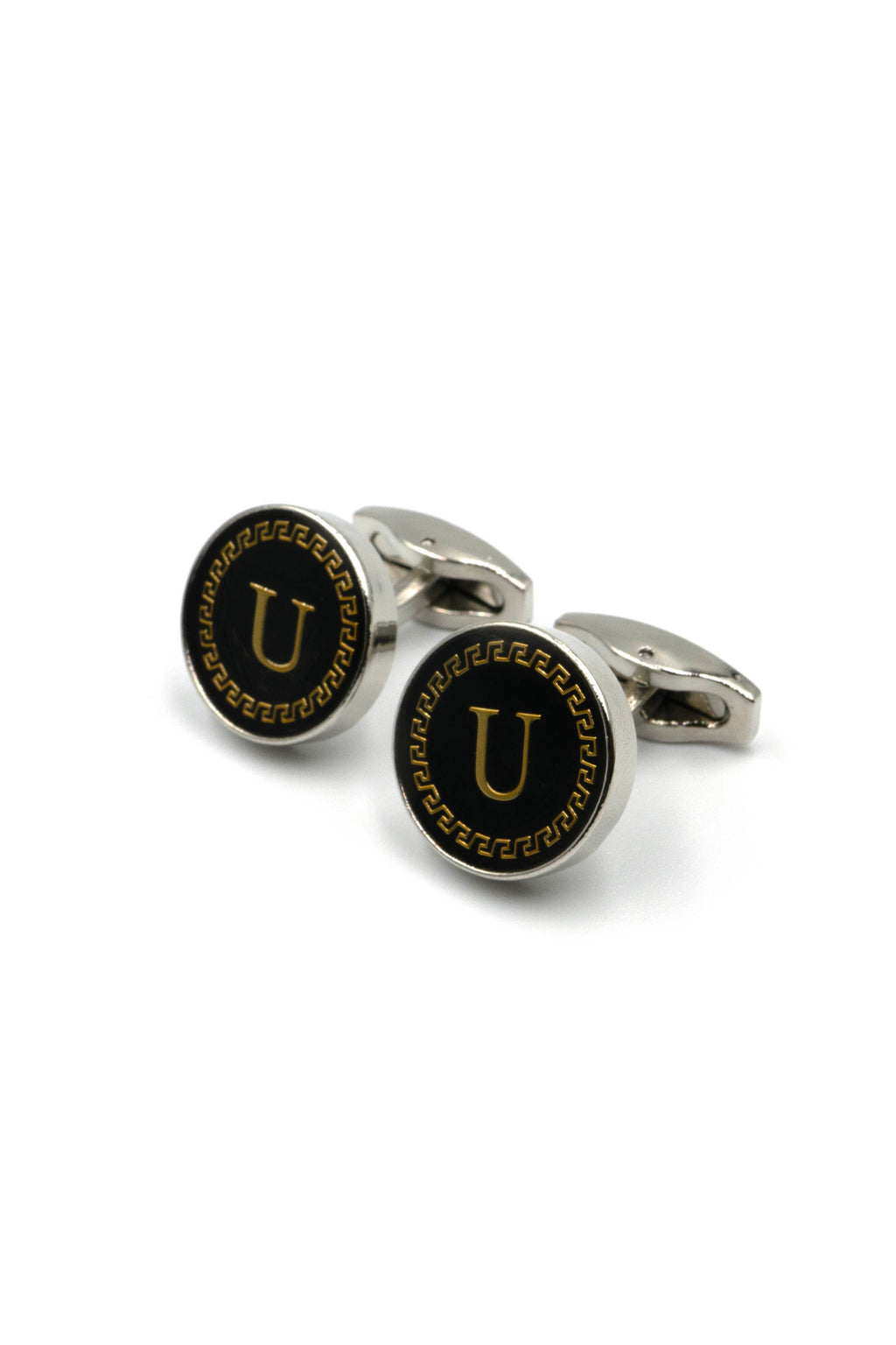 Black Onyx Alphabet Cufflinks : Letter U