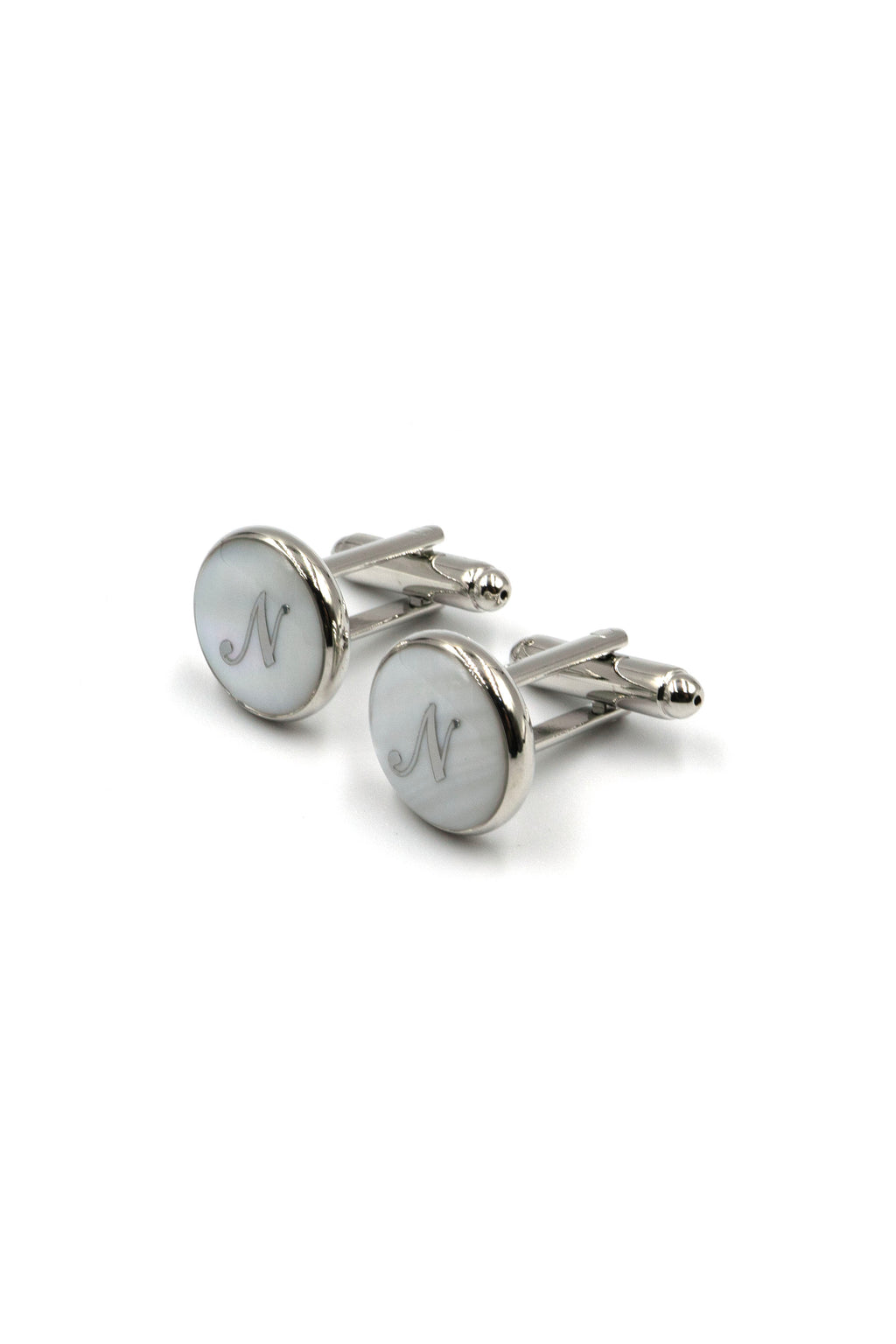 Mother of Pearl Alphabet Cufflinks : Letter N