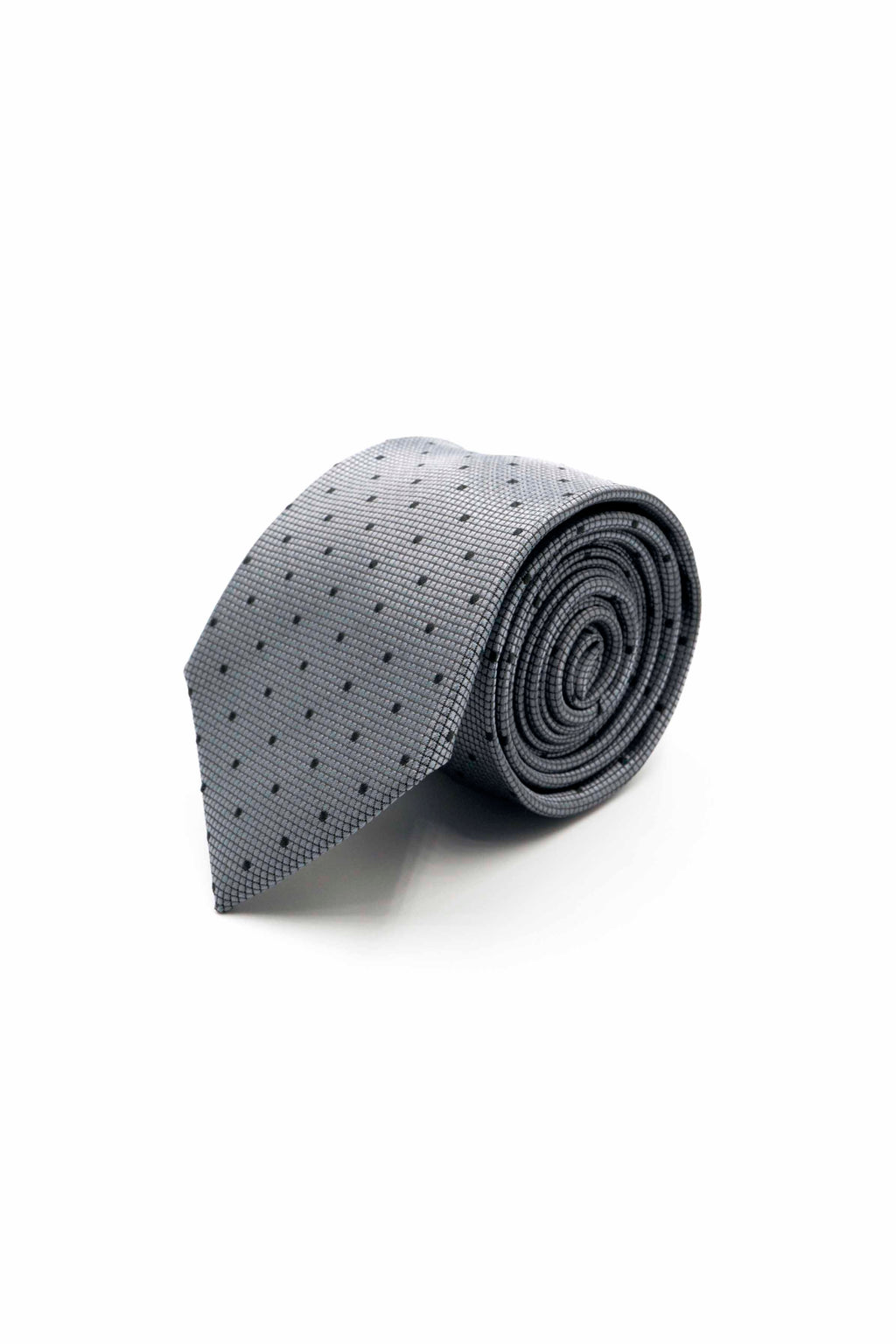 Light Grey Necktie with Black Micro Dots