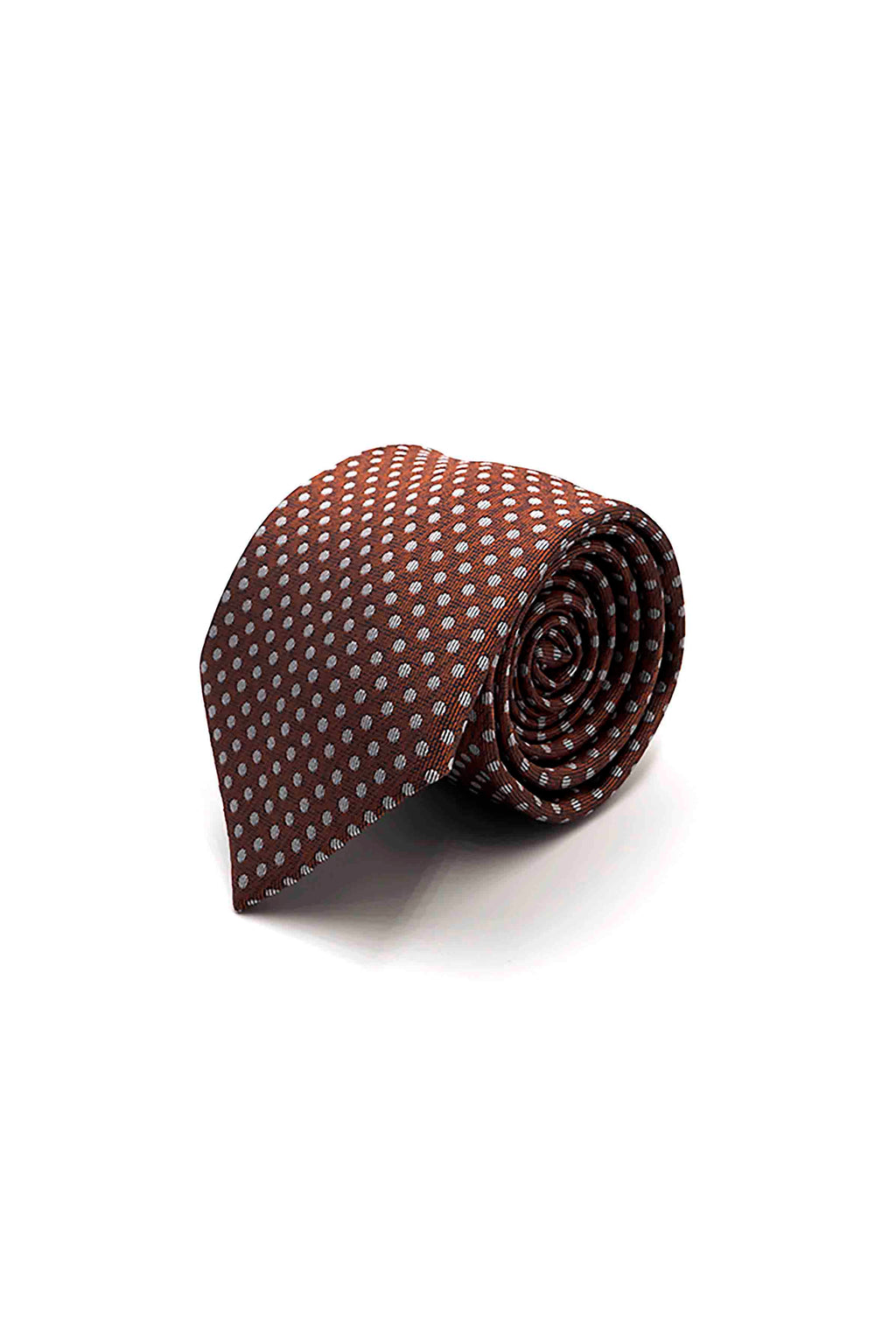Rustic Brown Necktie with White Polka Dots