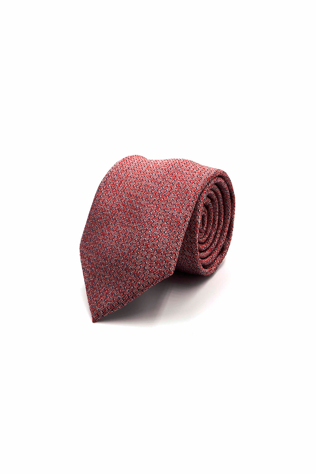 Red Necktie with Colored Slub Weave