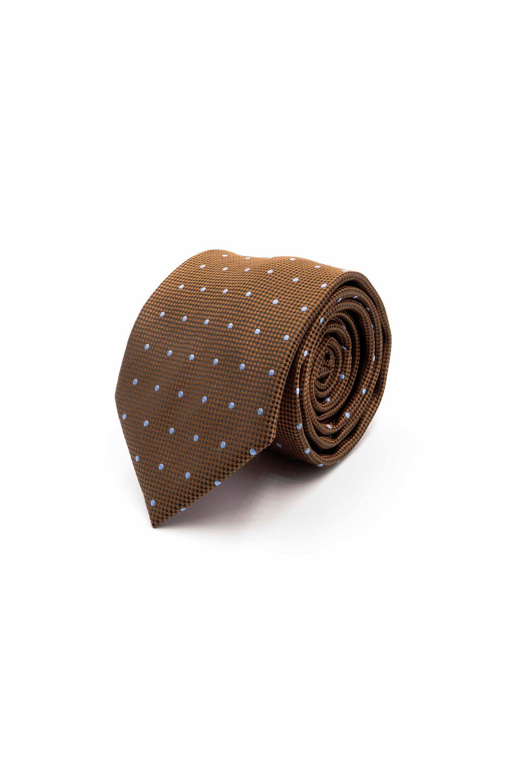 Brown Necktie with Light Purple Polka Dots