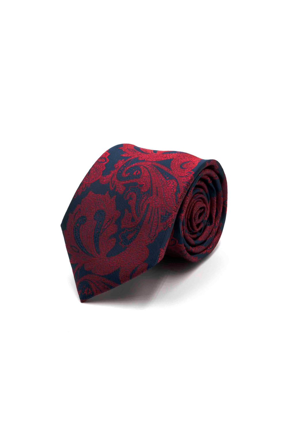 Red and Navy Necktie with Paisley Motifs
