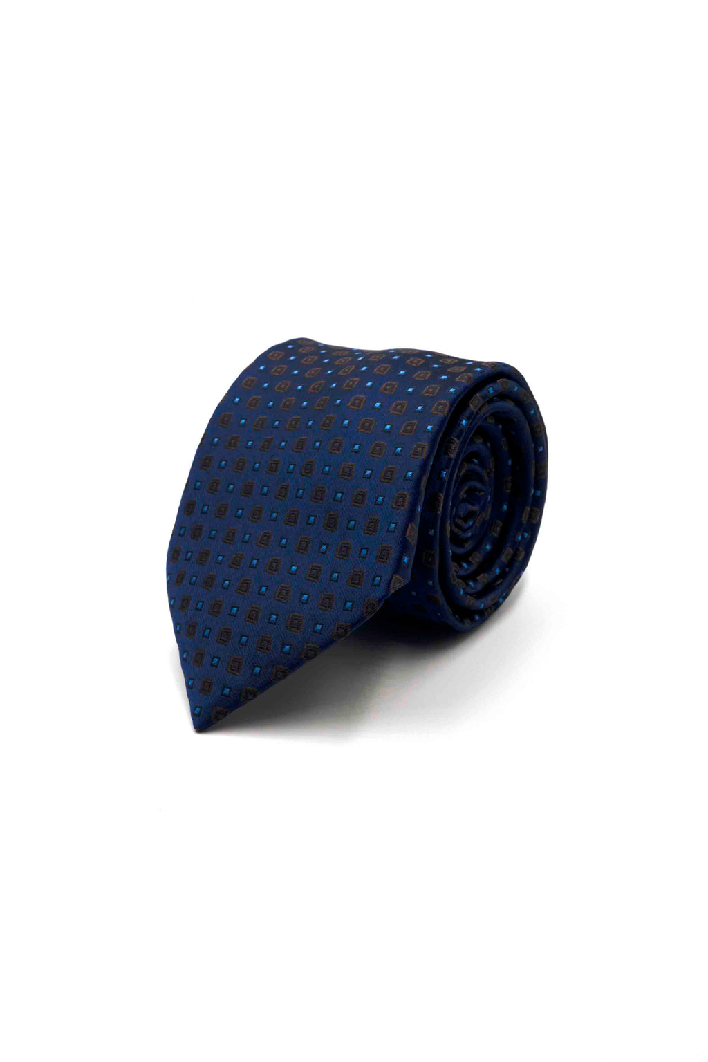 Navy Necktie with Black and Light Blue Polka Dots