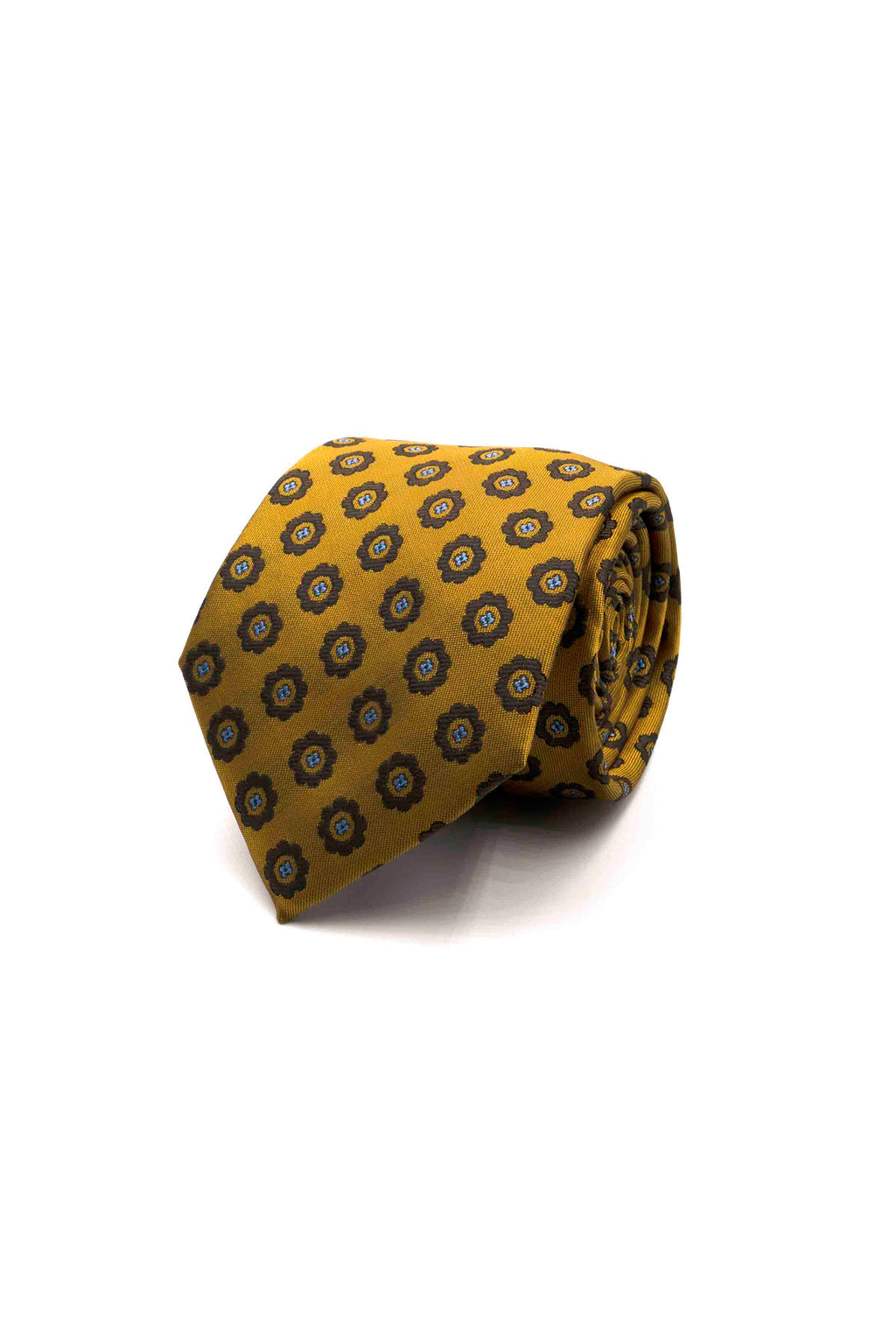 Dark Yellow Necktie with Sunflower Motif