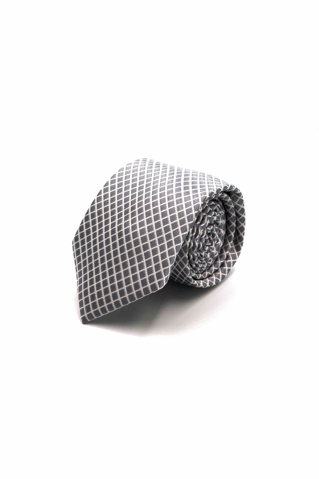 Grey Necktie with White Diamond Outline