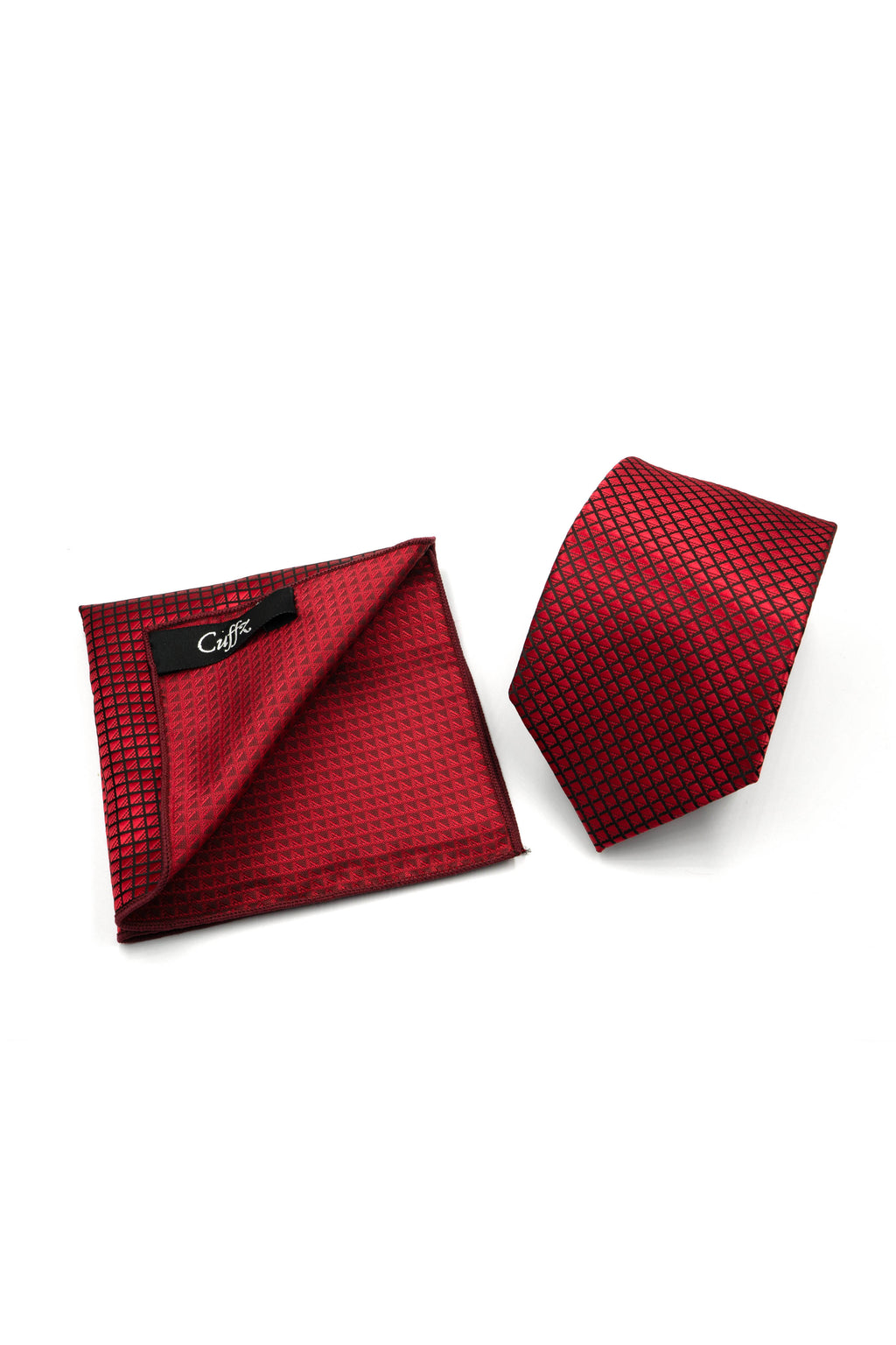 Maroon Micro Checks Necktie and Pocket Square Set