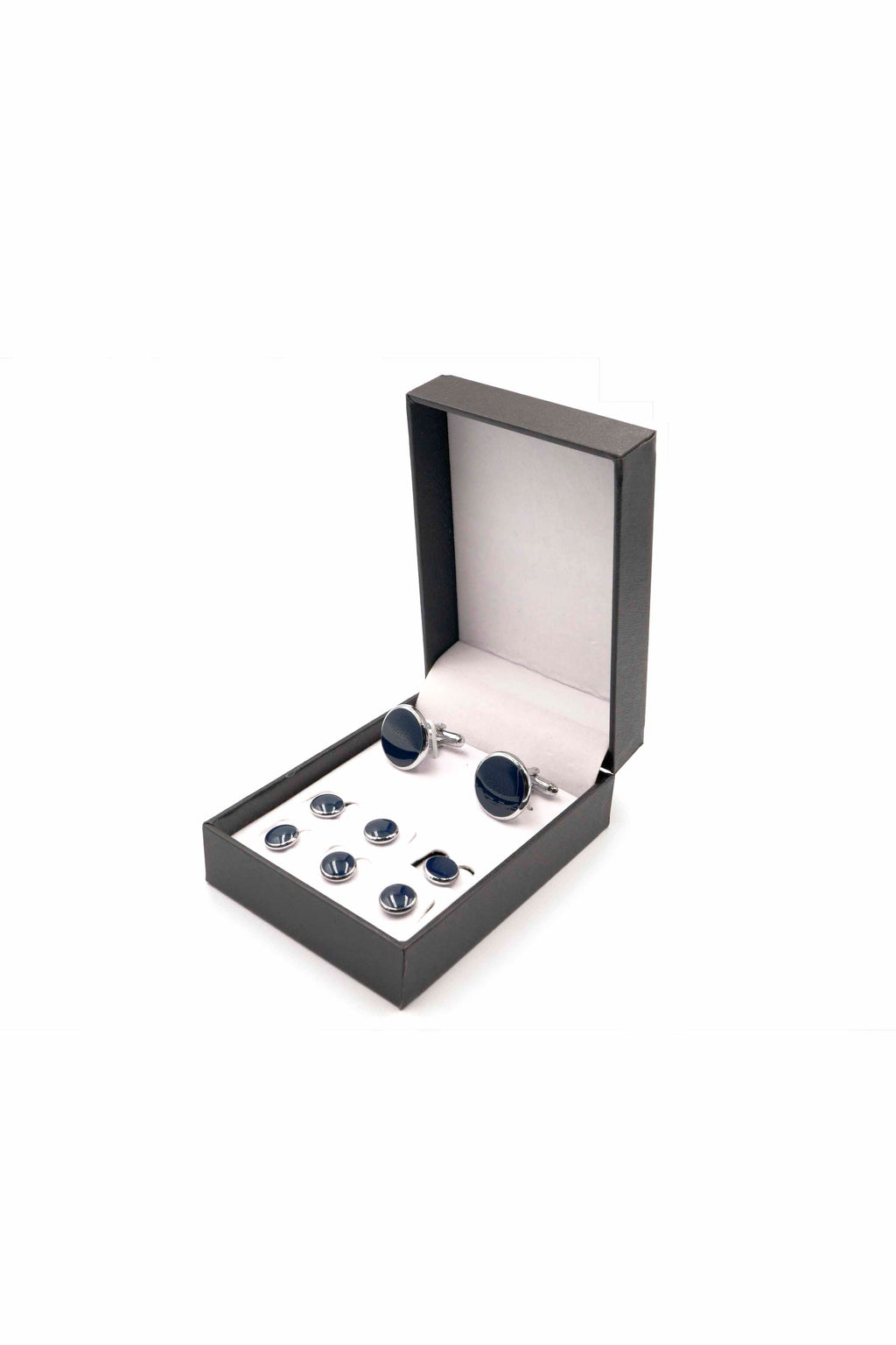 Classic Silver and Navy Cufflinks and Studs Set