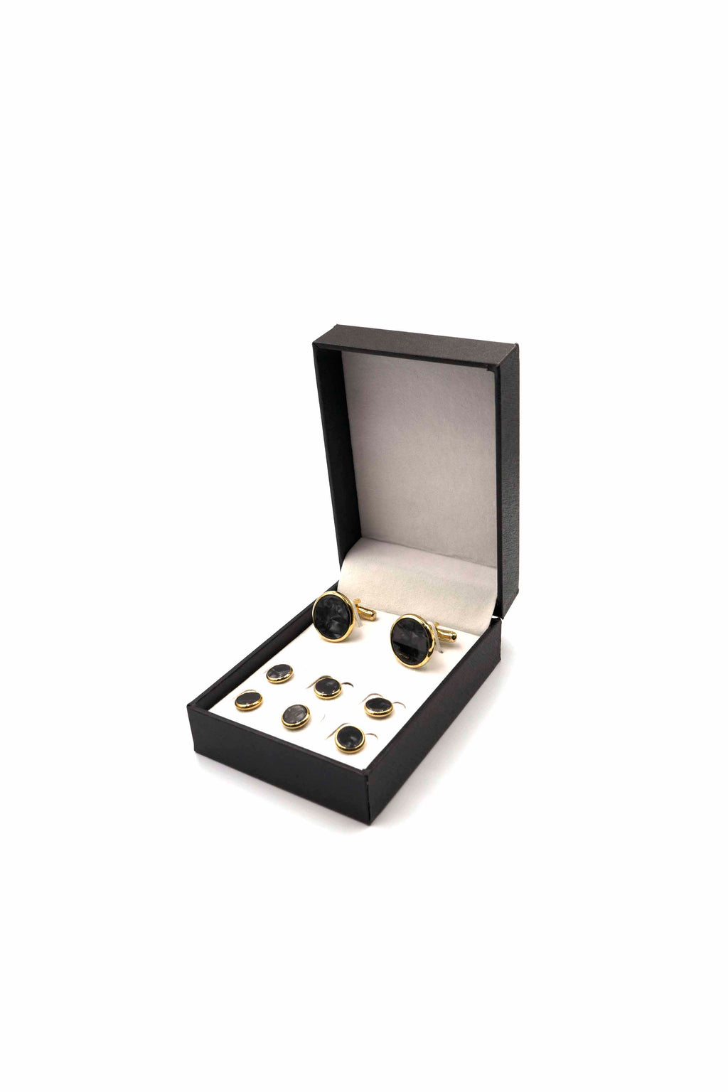 Classic Gold and Black Onyx Cufflinks and Stud Set