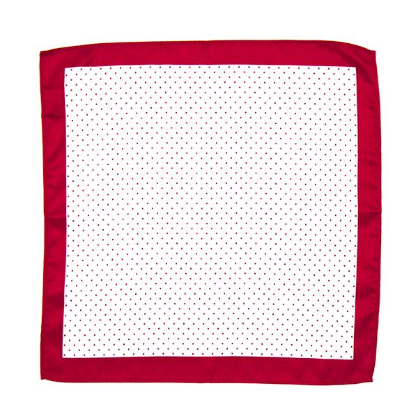 Microfiber Pocket Square: Micro Dot (White Base, red lining) - Cuffz