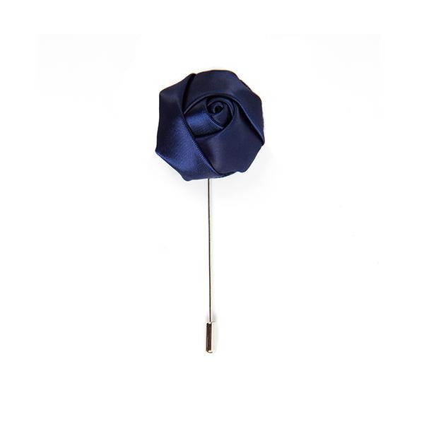 Satin midnight blue flower lapel pin - Cuffz