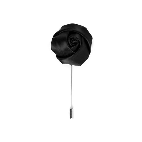 Satin black flower lapel pin - Cuffz